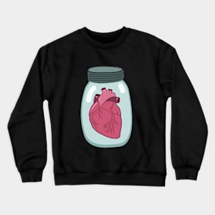 Jar with anatomical hearts. Vector flat illustration. Valentine's day drawing Crewneck Sweatshirt